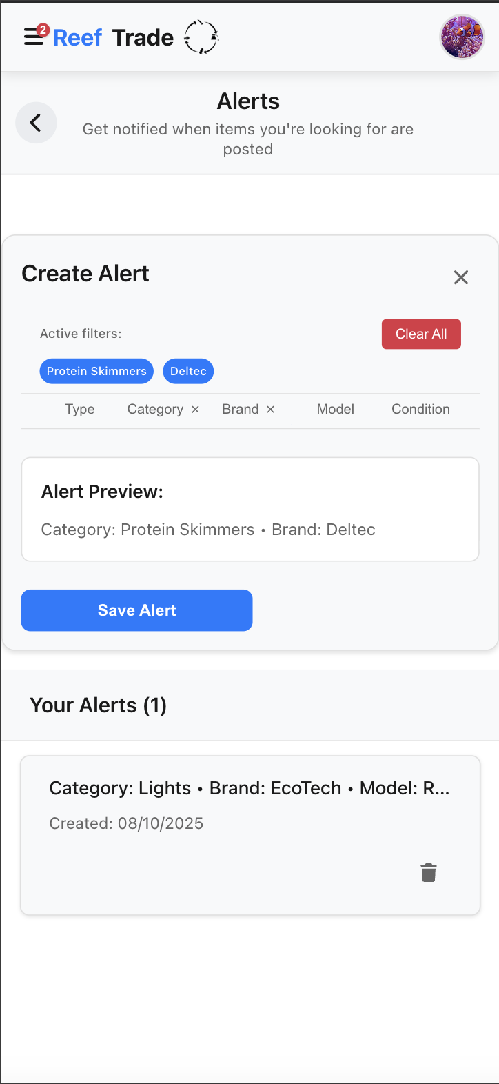 Alert feature preview